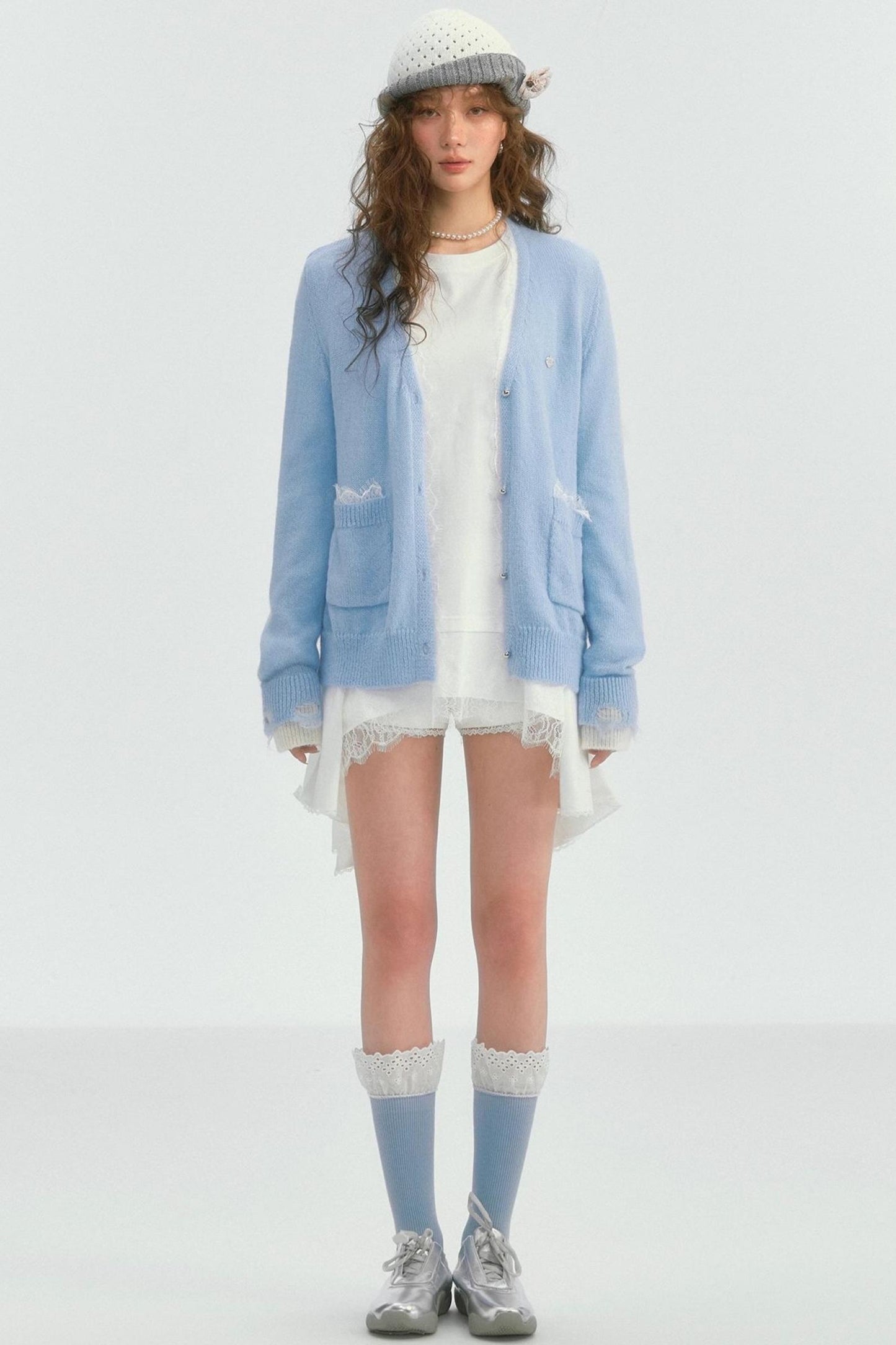 우아한 레이스 패치워크 가디건 