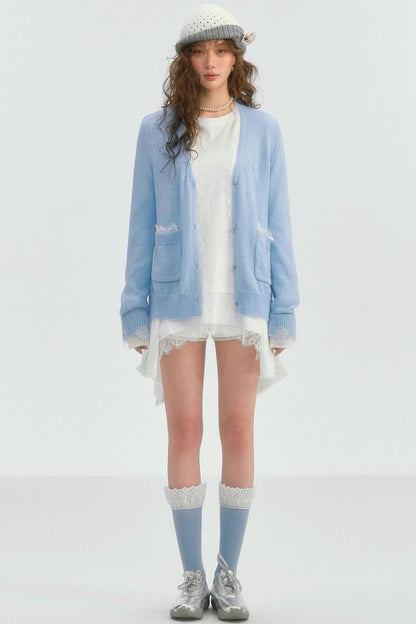 우아한 레이스 패치워크 가디건 