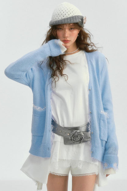 우아한 레이스 패치워크 가디건 