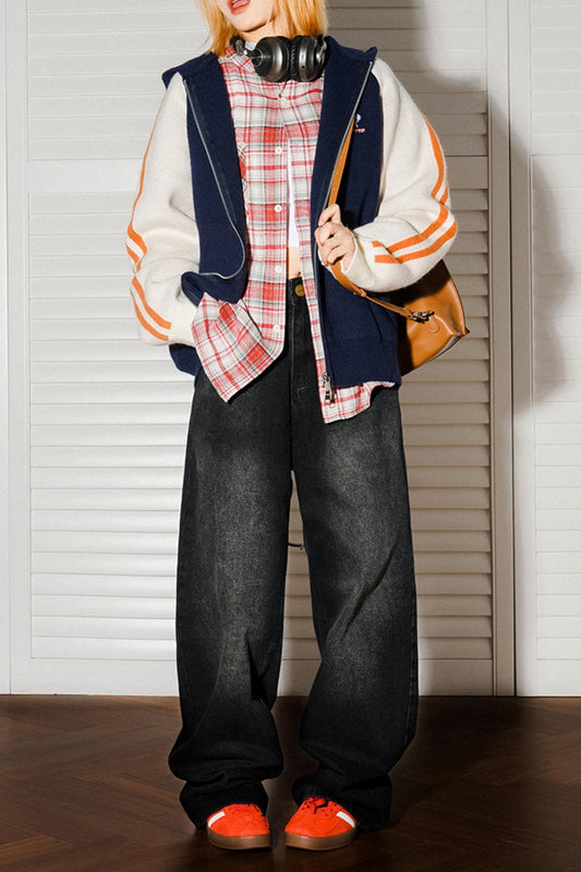 High-Waisted Slim Straight Jeans