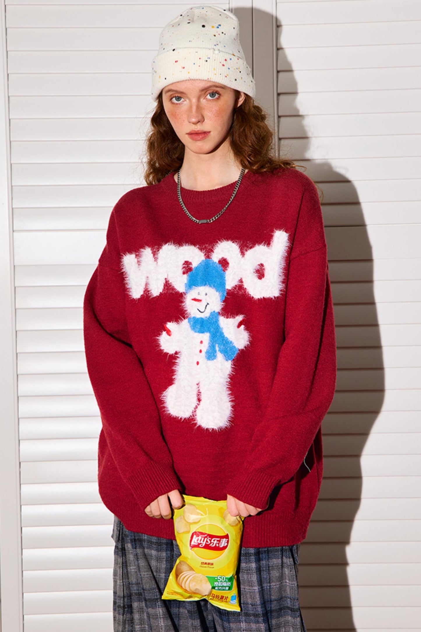 Snowman Crewneck Knit Sweater