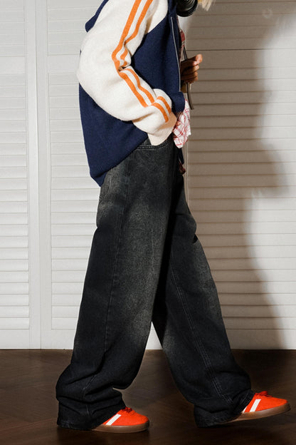 High-Waisted Slim Straight Jeans