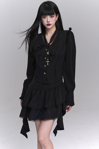 한국 스타일 셔츠 & 스커트 세트 