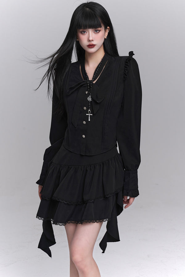 Korean Style Shirt & Skirt Set-Up