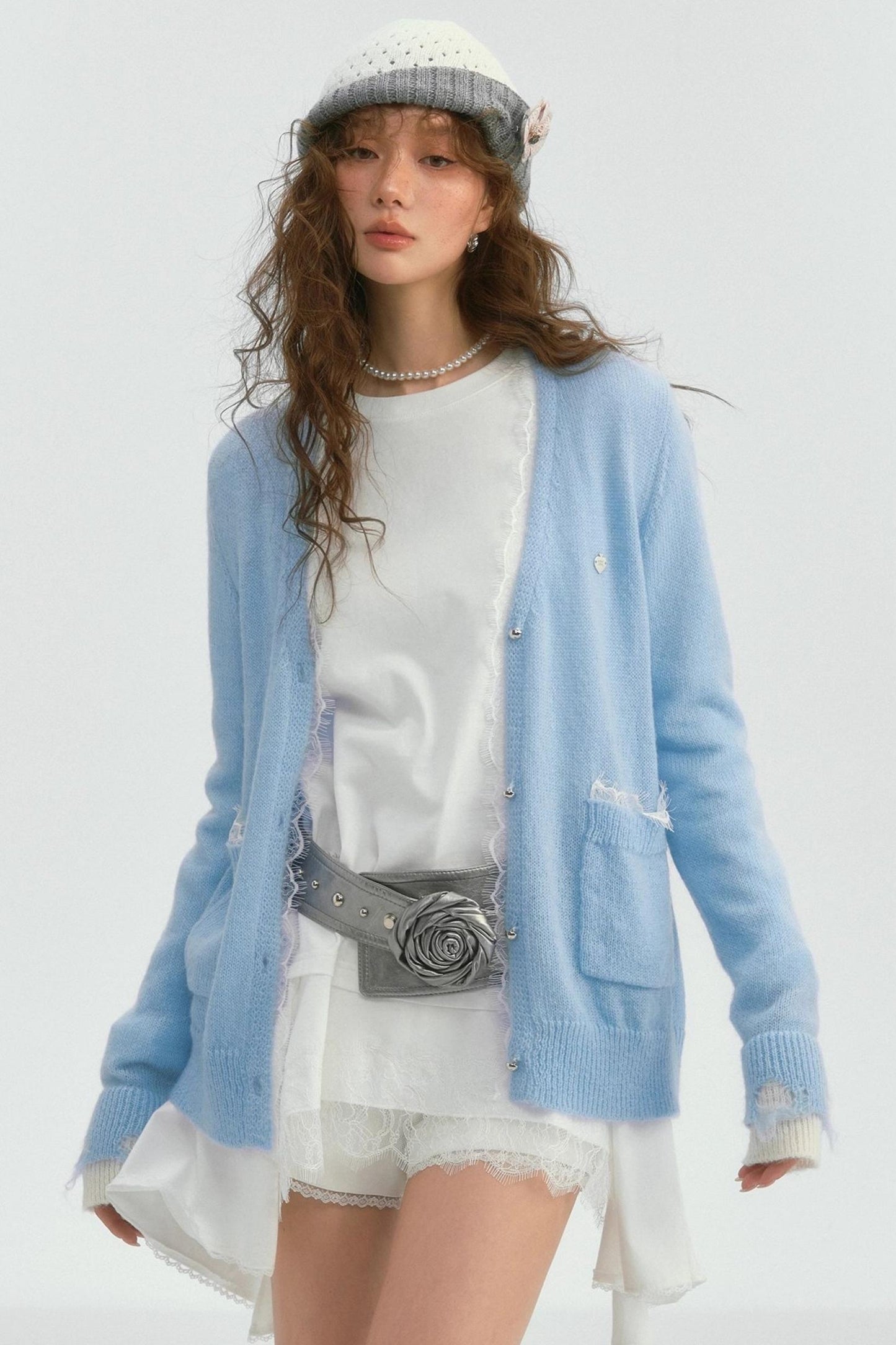 우아한 레이스 패치워크 가디건 