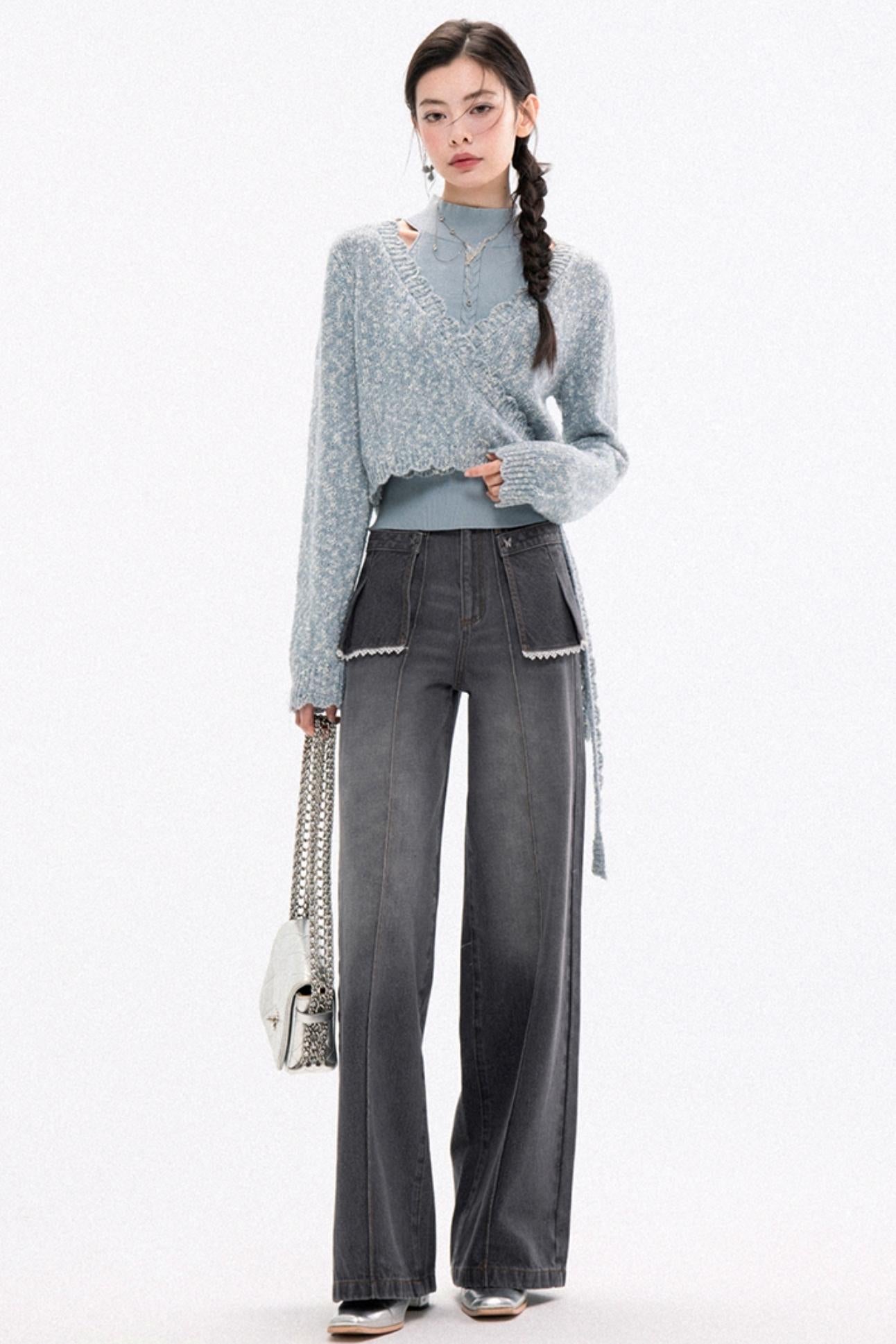 Trendy High-Waist Stacked Jeans