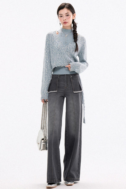 Trendy High-Waist Stacked Jeans