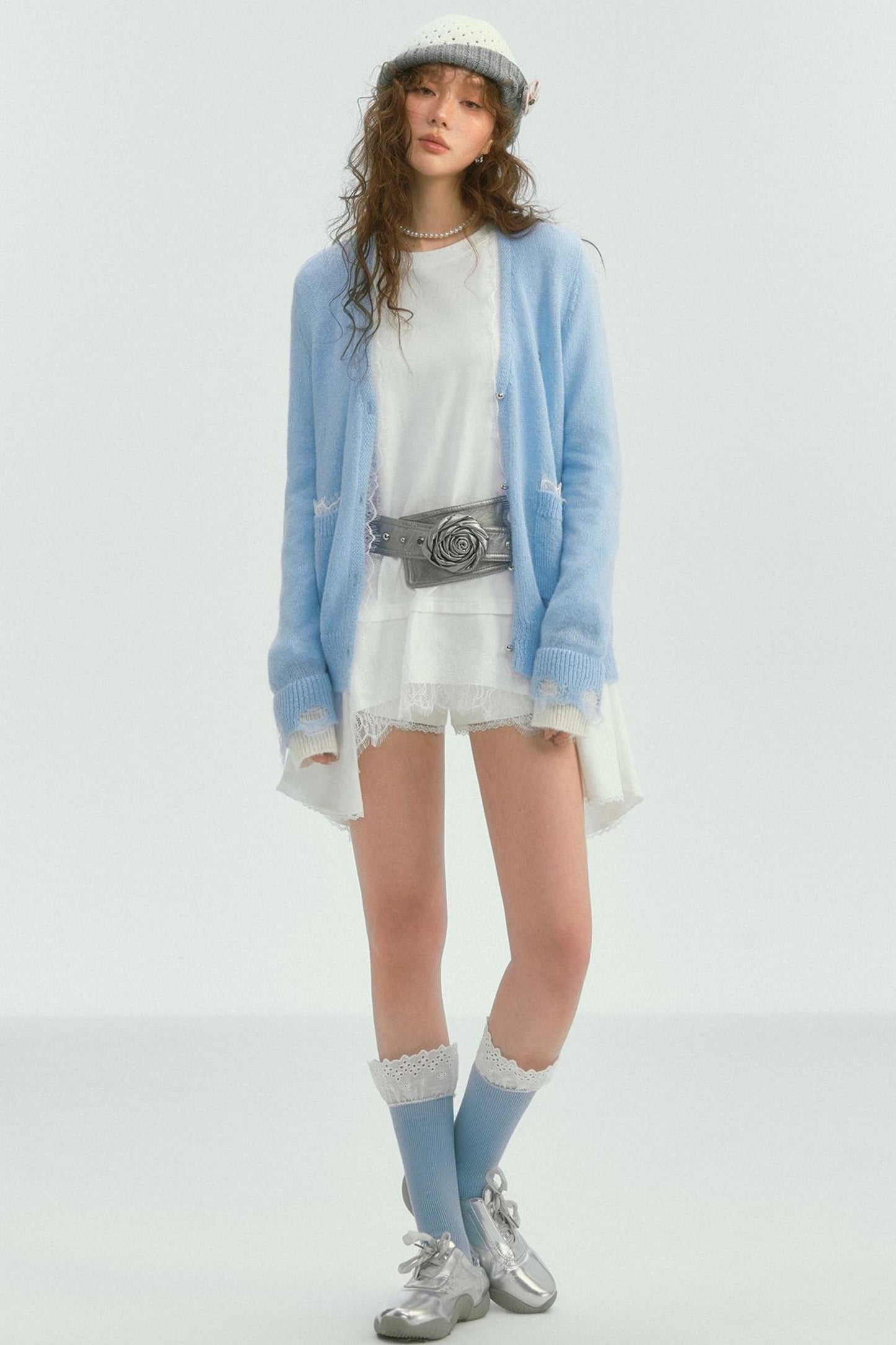 우아한 레이스 패치워크 가디건 