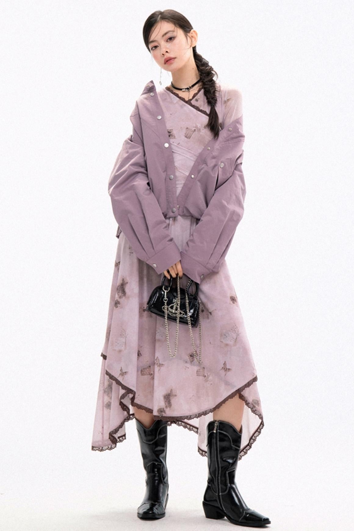 Robe à ourlet en pétales avec ombre de papillon 