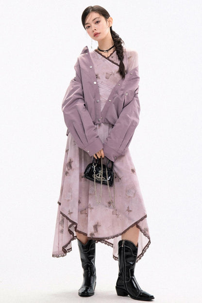 Robe à ourlet en pétales avec ombre de papillon 