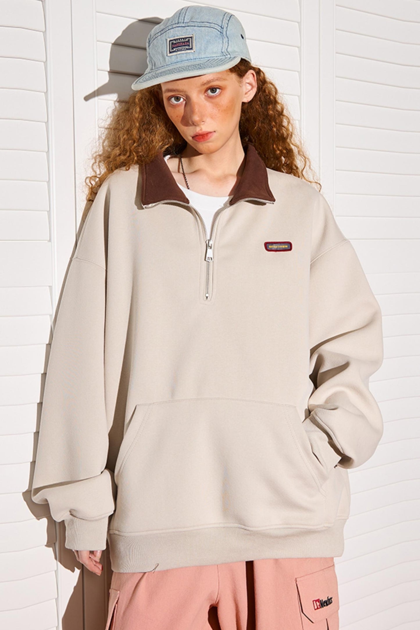Polo Neck Zip-Up Sweatshirt
