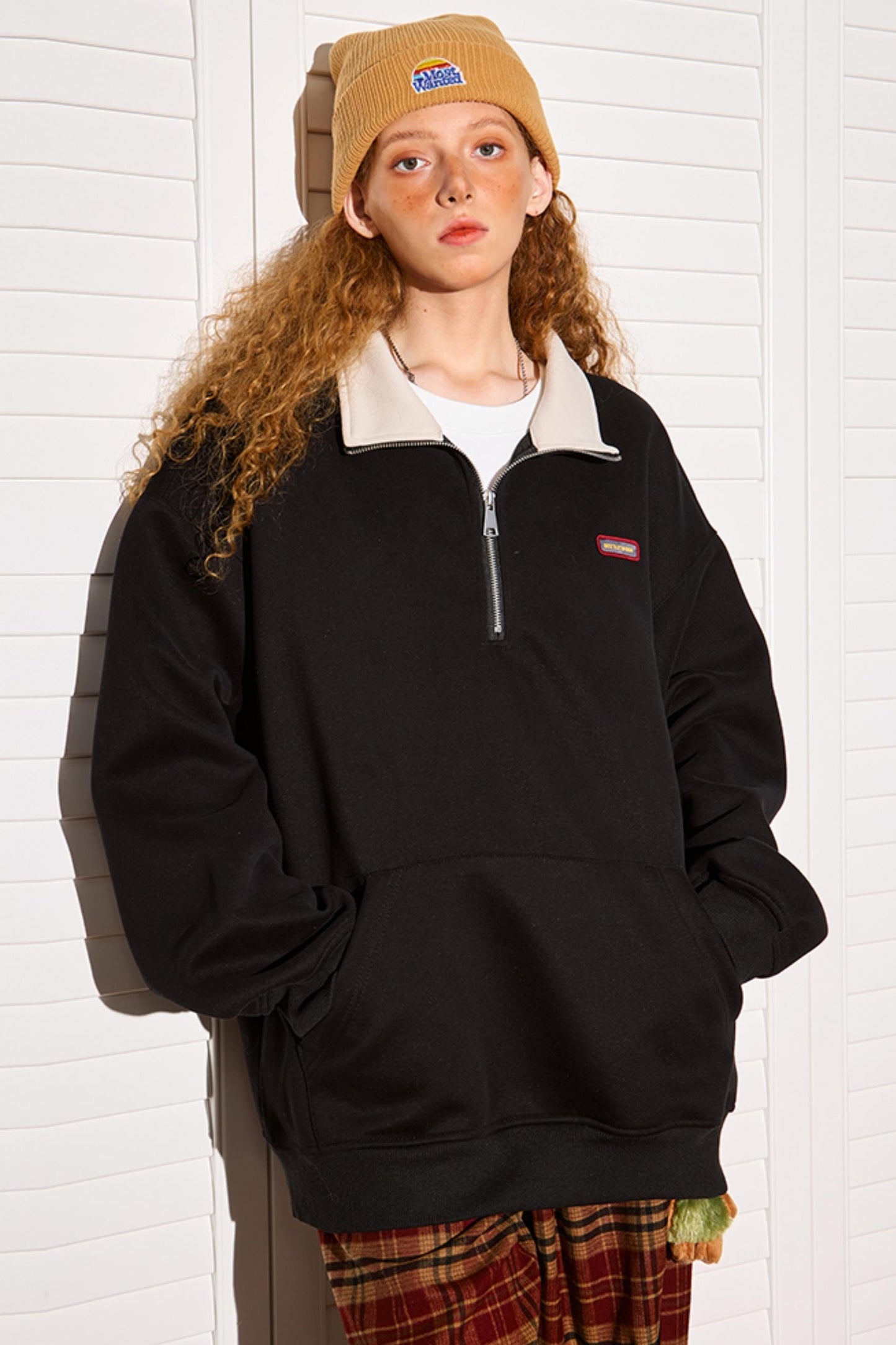 Polo Neck Zip-Up Sweatshirt