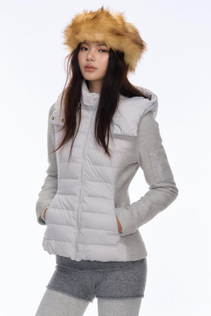 Curriges Winter New Slim Slim Babes Spliced Knitted Knitted Sense Light Down Jacket Jacket Winter