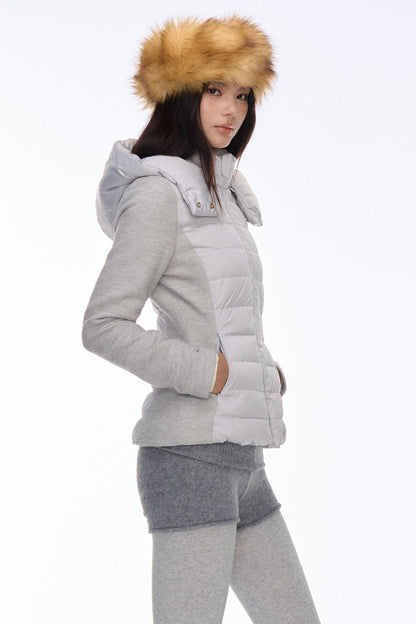 Curriges Winter New Slim Slim Babes Spliced Knitted Knitted Sense Light Down Jacket Jacket Winter