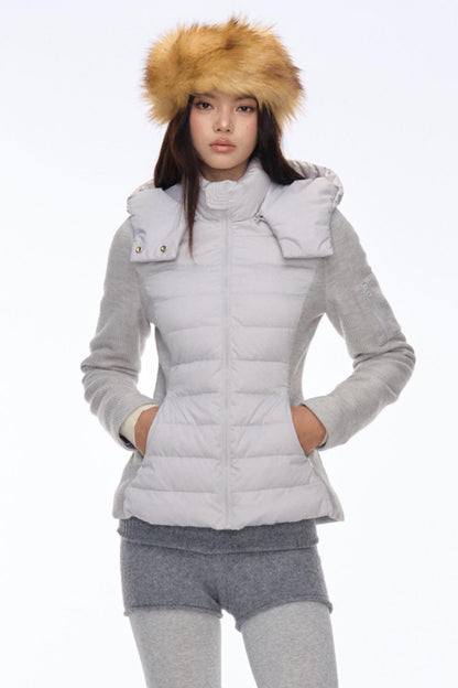 Curriges Winter New Slim Slim Babes Spliced Knitted Knitted Sense Light Down Jacket Jacket Winter