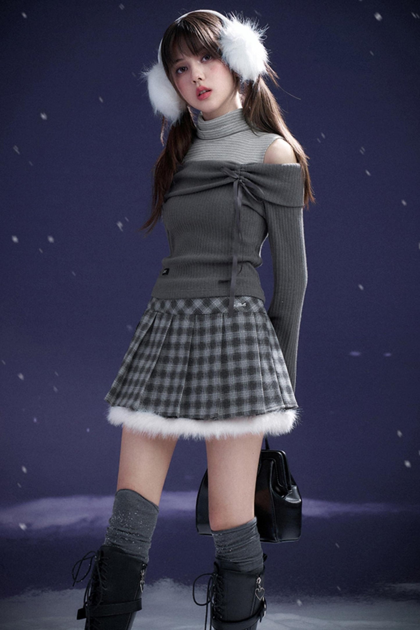 Plush Plaid Skirt