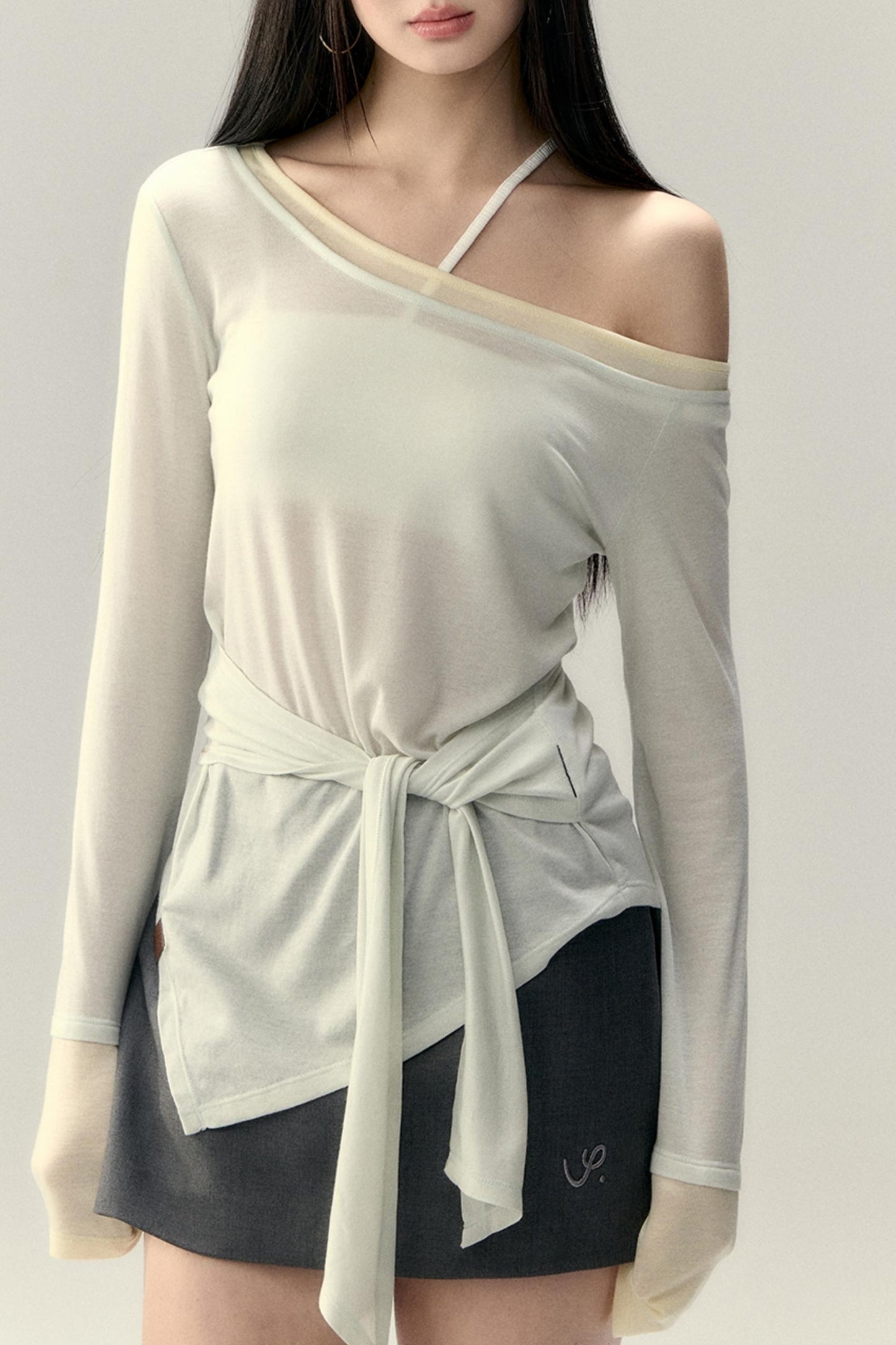 Irregular Color Block Sunshade Tee Set-Up