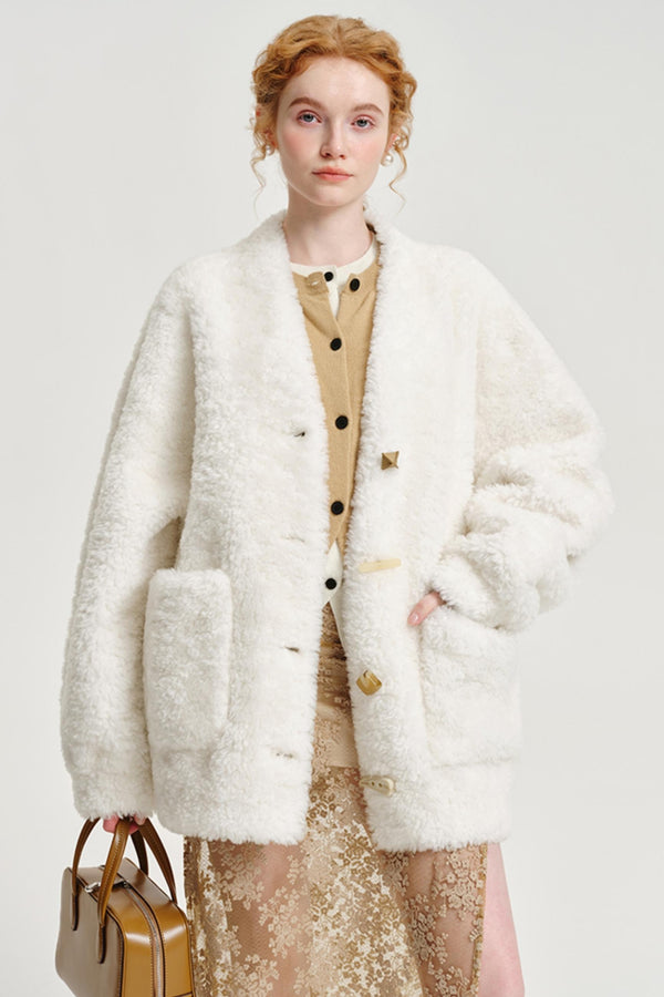 Shearling V-Neck Plus Jacket