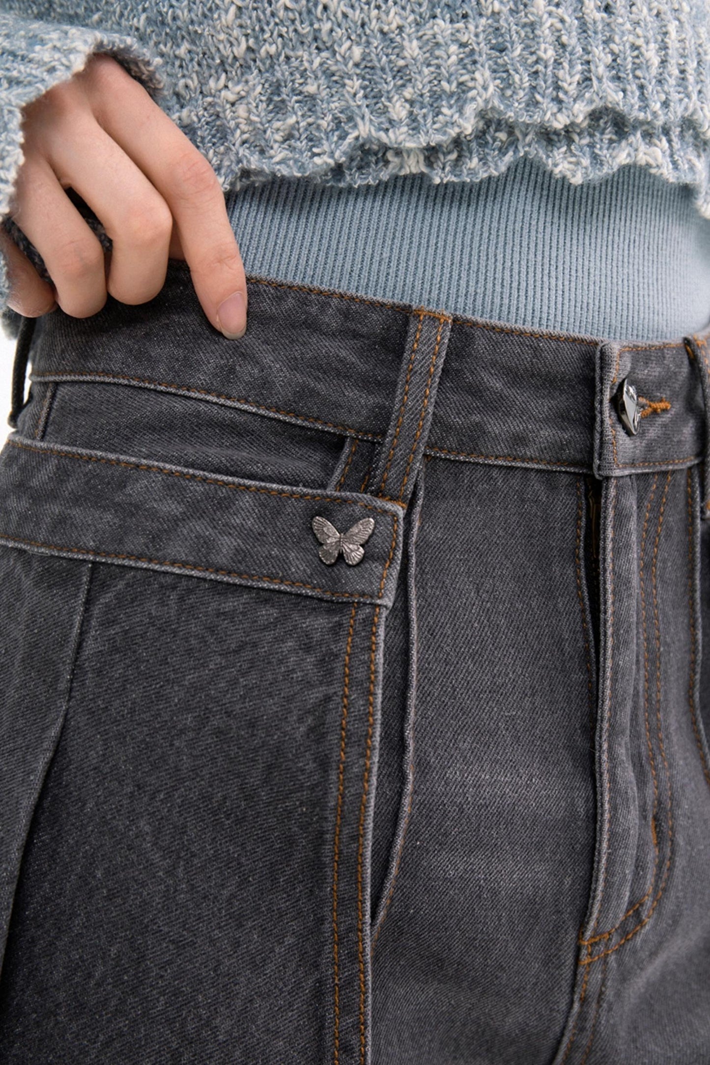 Trendy High-Waist Stacked Jeans