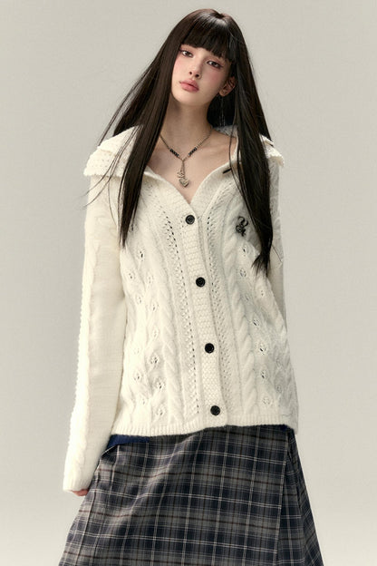 Double Collar Knit Cardigan