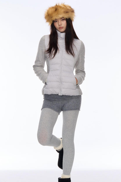 Curriges Winter New Slim Slim Babes Spliced Knitted Knitted Sense Light Down Jacket Jacket Winter