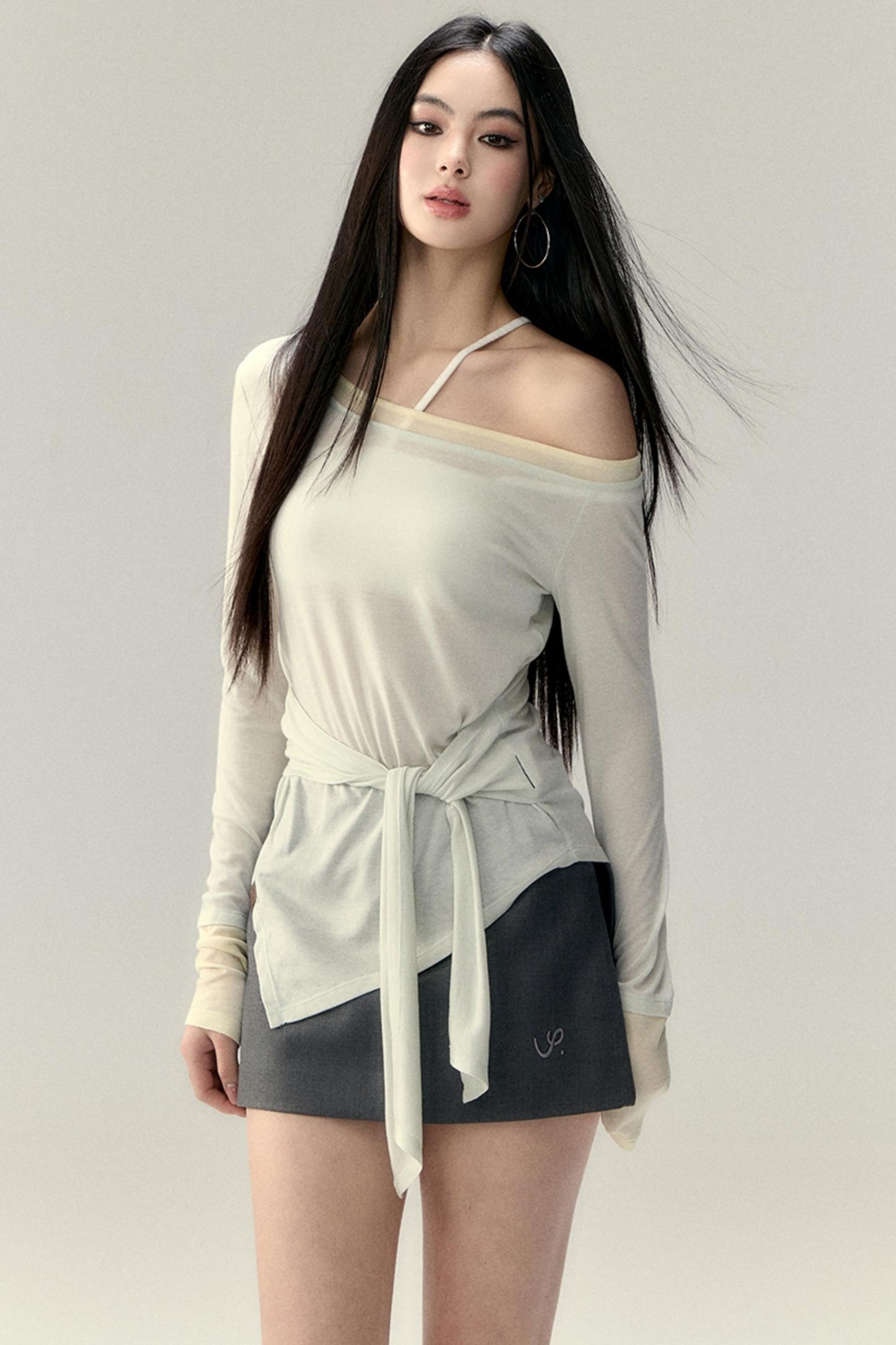 Irregular Color Block Sunshade Tee Set-Up