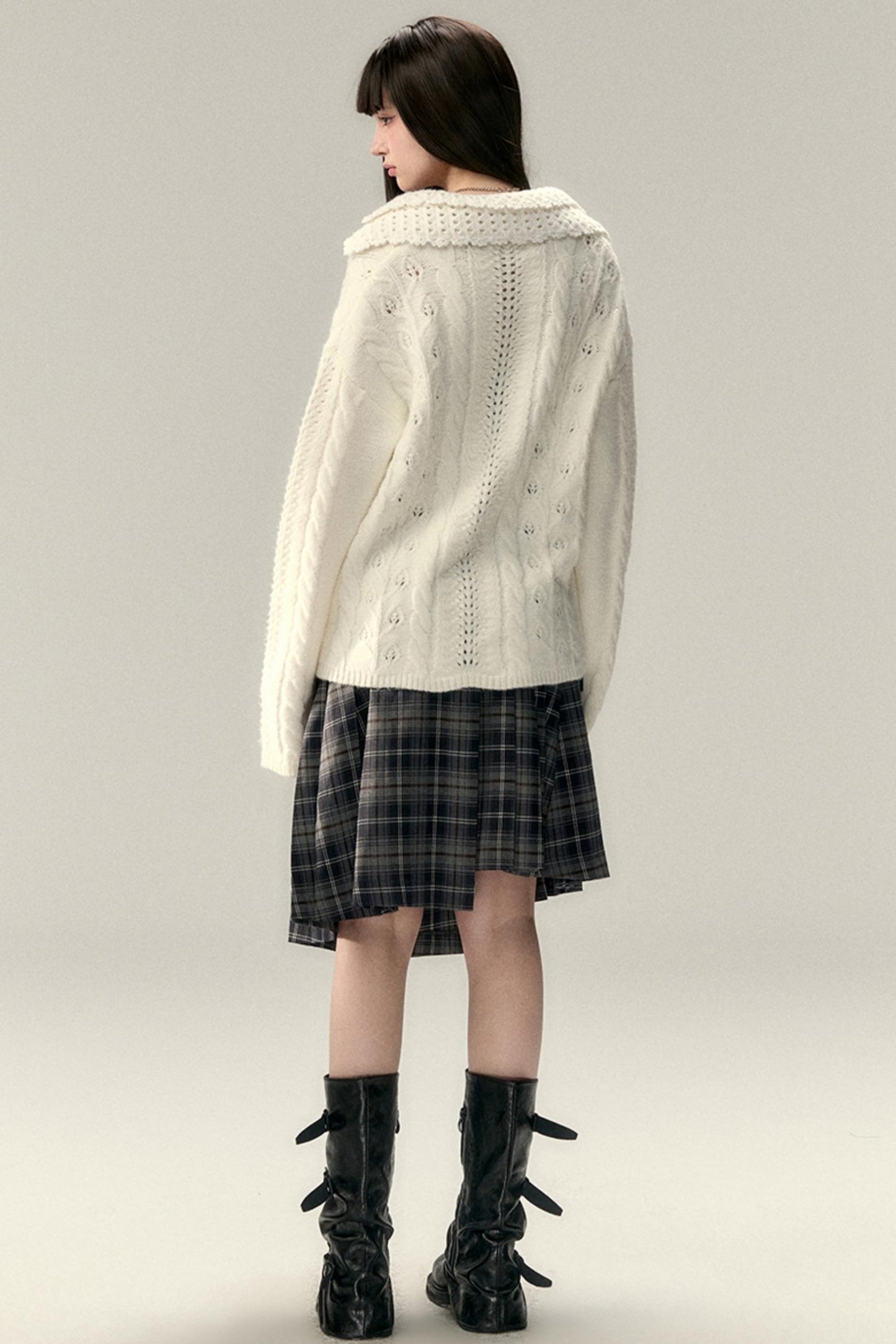 Double Collar Knit Cardigan