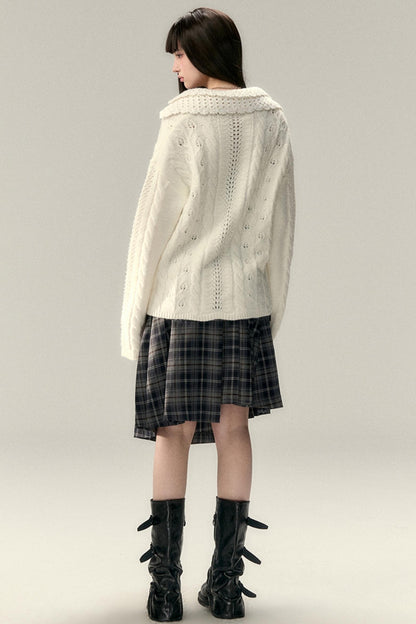 Double Collar Knit Cardigan