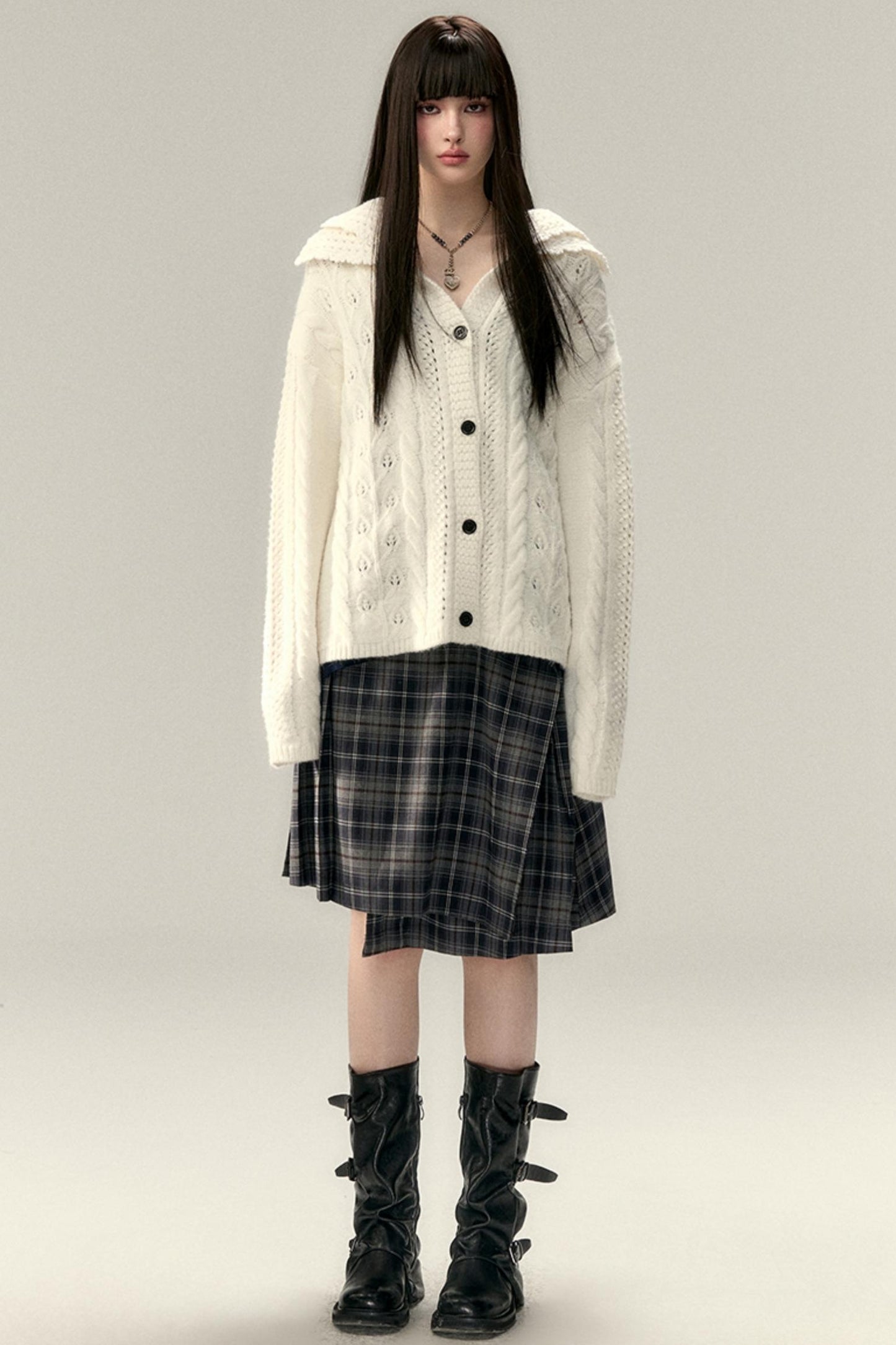 Double Collar Knit Cardigan