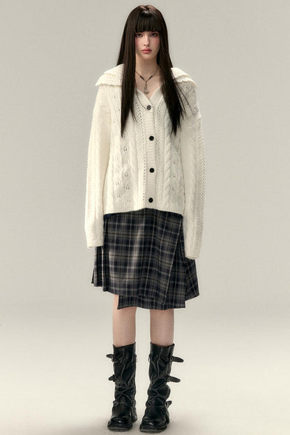 Double Collar Knit Cardigan