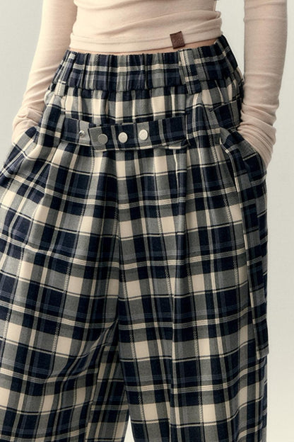 Plaid Belted Straight Leg Pants