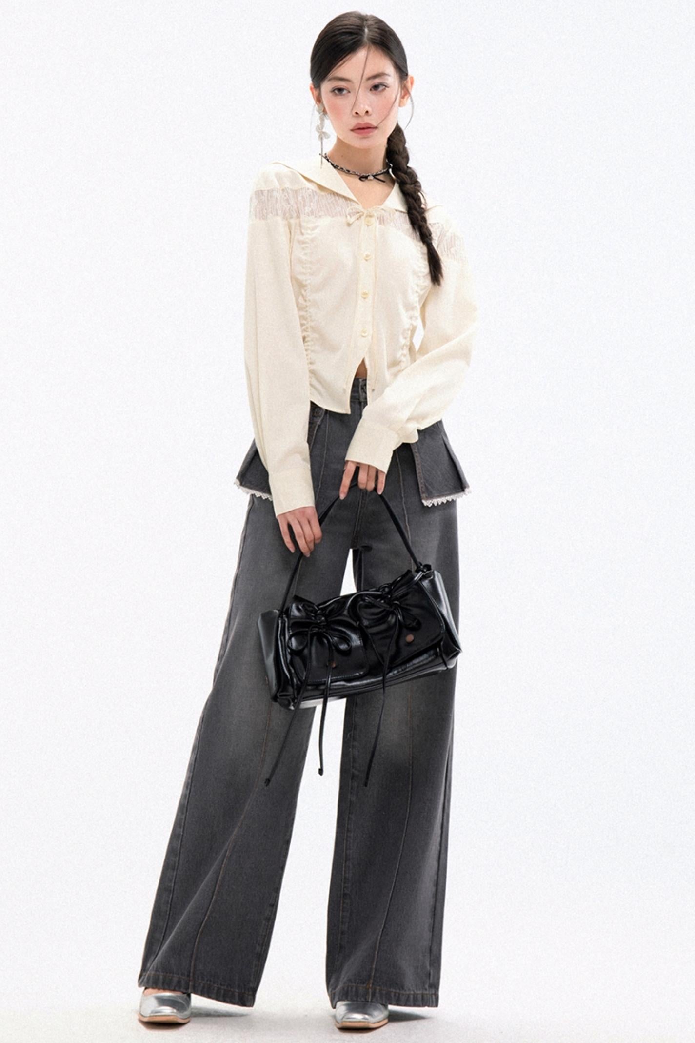 Trendy High-Waist Stacked Jeans