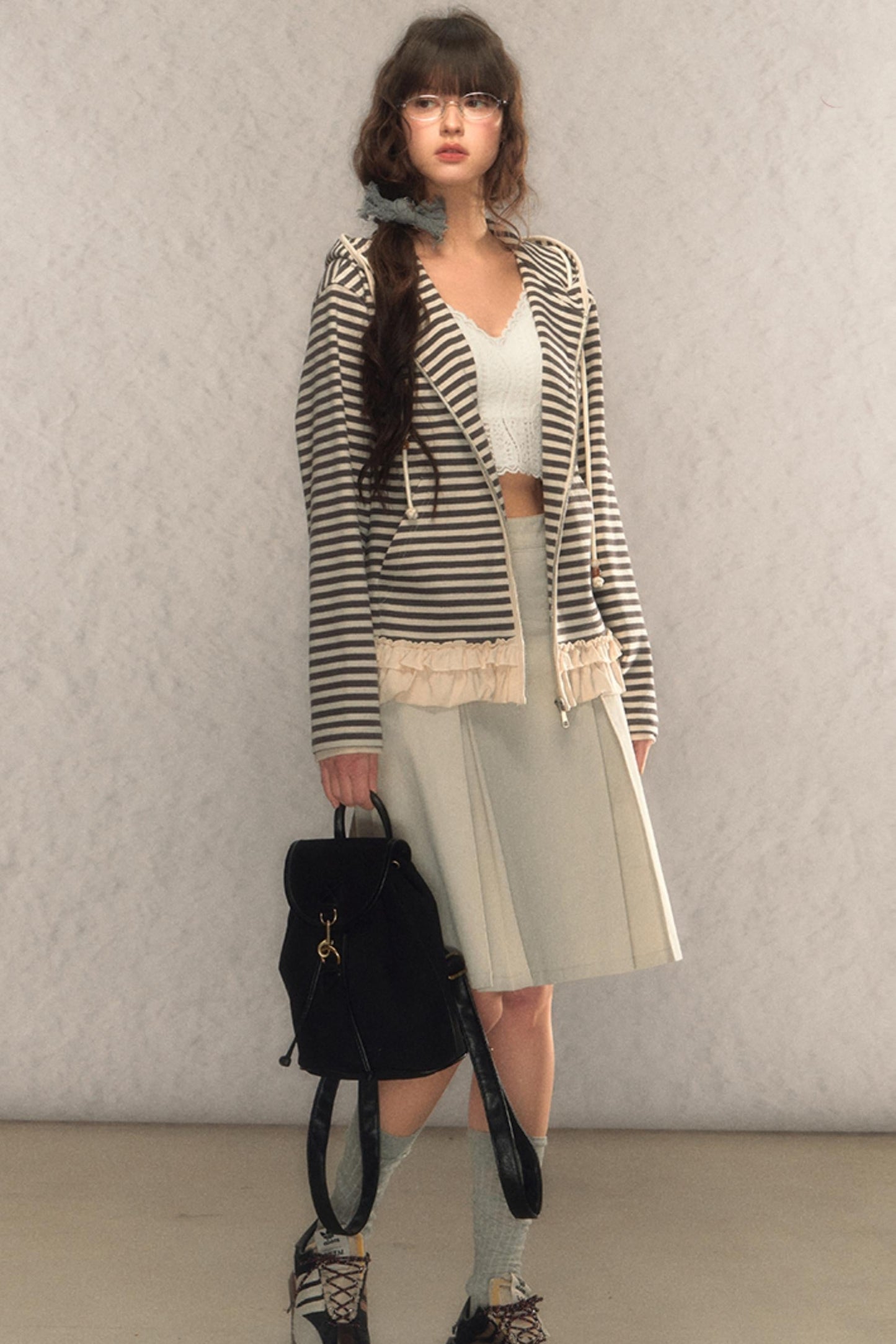 Kapuzen-Reißverschluss Strickjacke-Sweatshirt