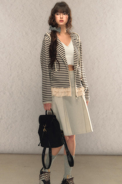 Kapuzen-Reißverschluss Strickjacke-Sweatshirt