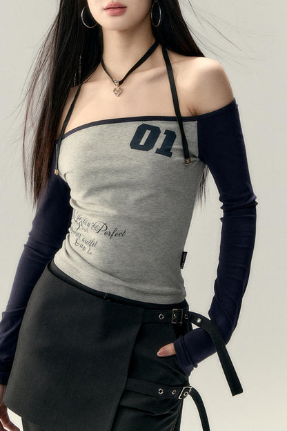 T-shirt asymétrique à une épaule 