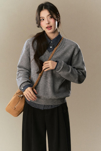 V-Neck Pullover Sweater & Tops 