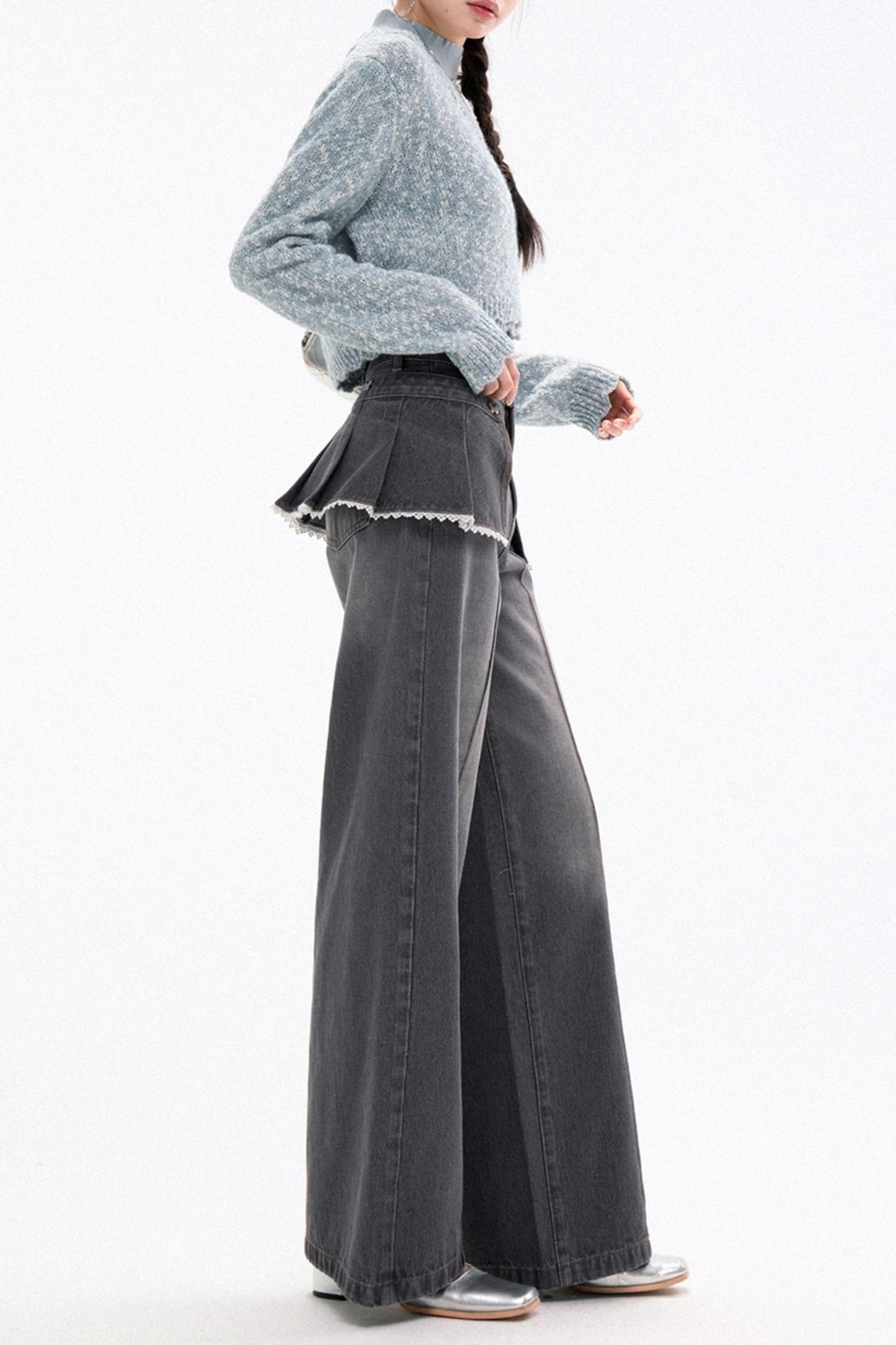 Trendy High-Waist Stacked Jeans