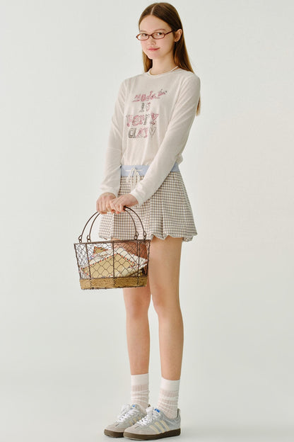 체크 패턴의 다용도 대조 A라인 반바지 