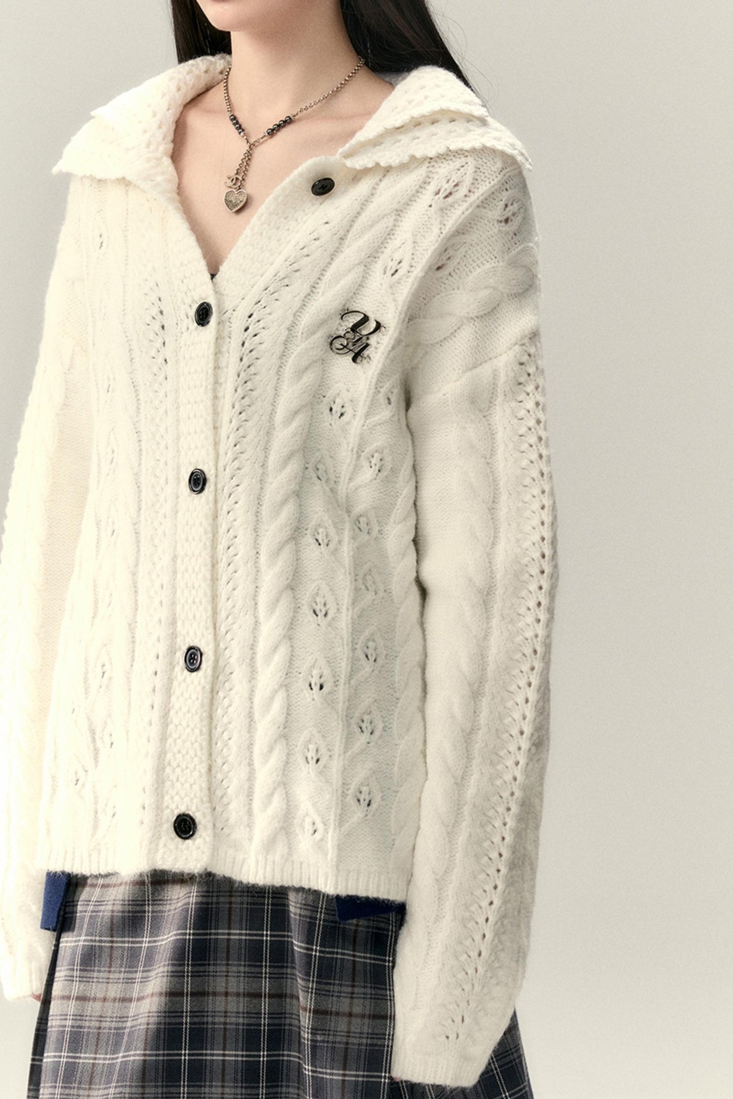 Double Collar Knit Cardigan