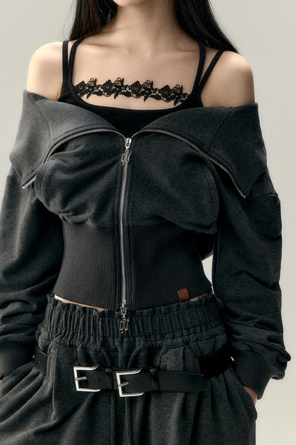 Lapel Off-Shoulder Top