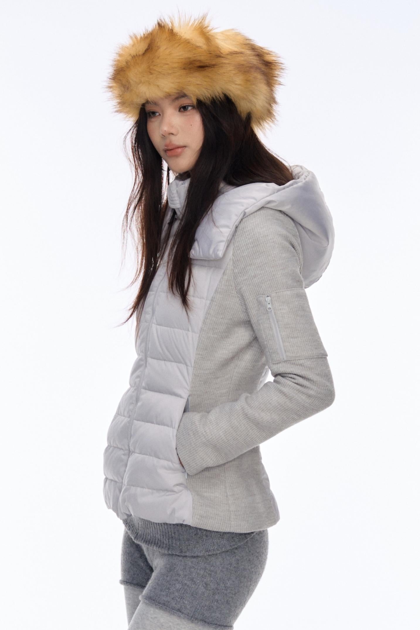 Curriges Winter New Slim Slim Babes Spliced Knitted Knitted Sense Light Down Jacket Jacket Winter