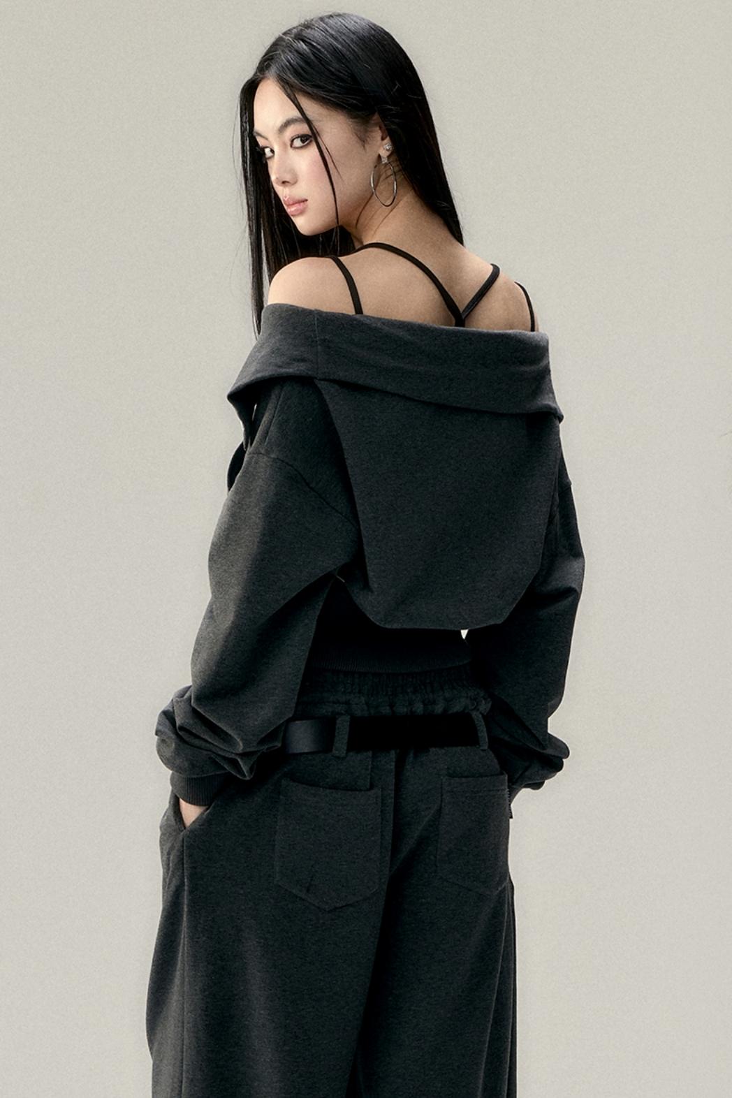 Lapel Off-Shoulder Top