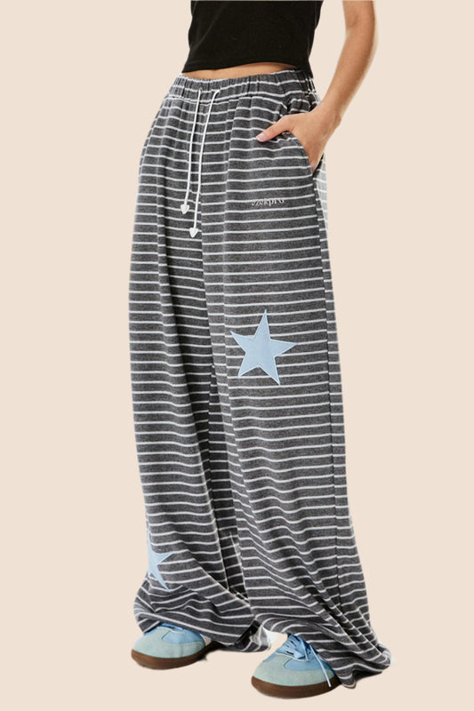 Loose Casual Striped Wide Leg Totem Pants