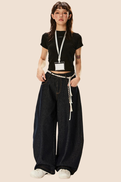 Loose Straight Leg Scimitar Pants