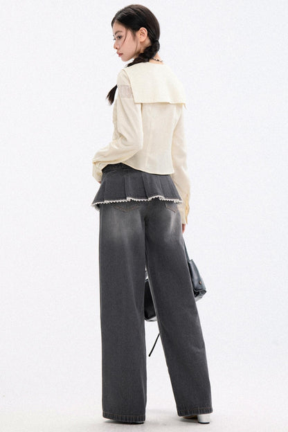 Trendy High-Waist Stacked Jeans