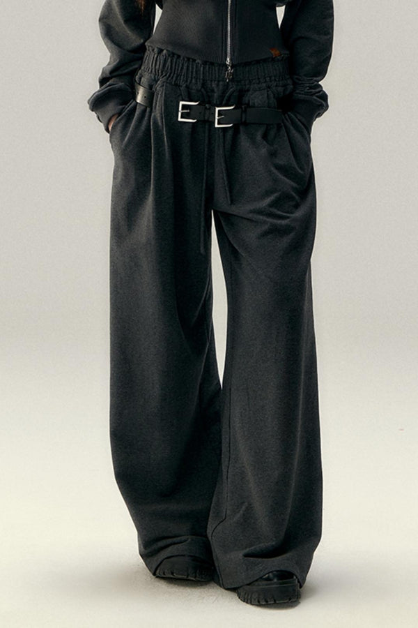 Cotton Pleated Wide-Leg Pants