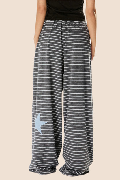 Loose Casual Striped Wide Leg Totem Pants