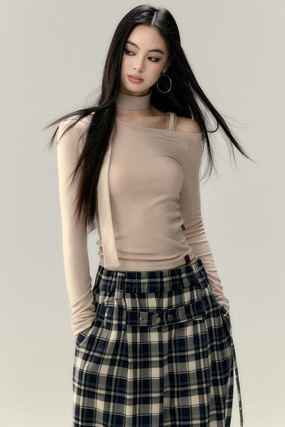 Plaid Belted Straight Leg Pants