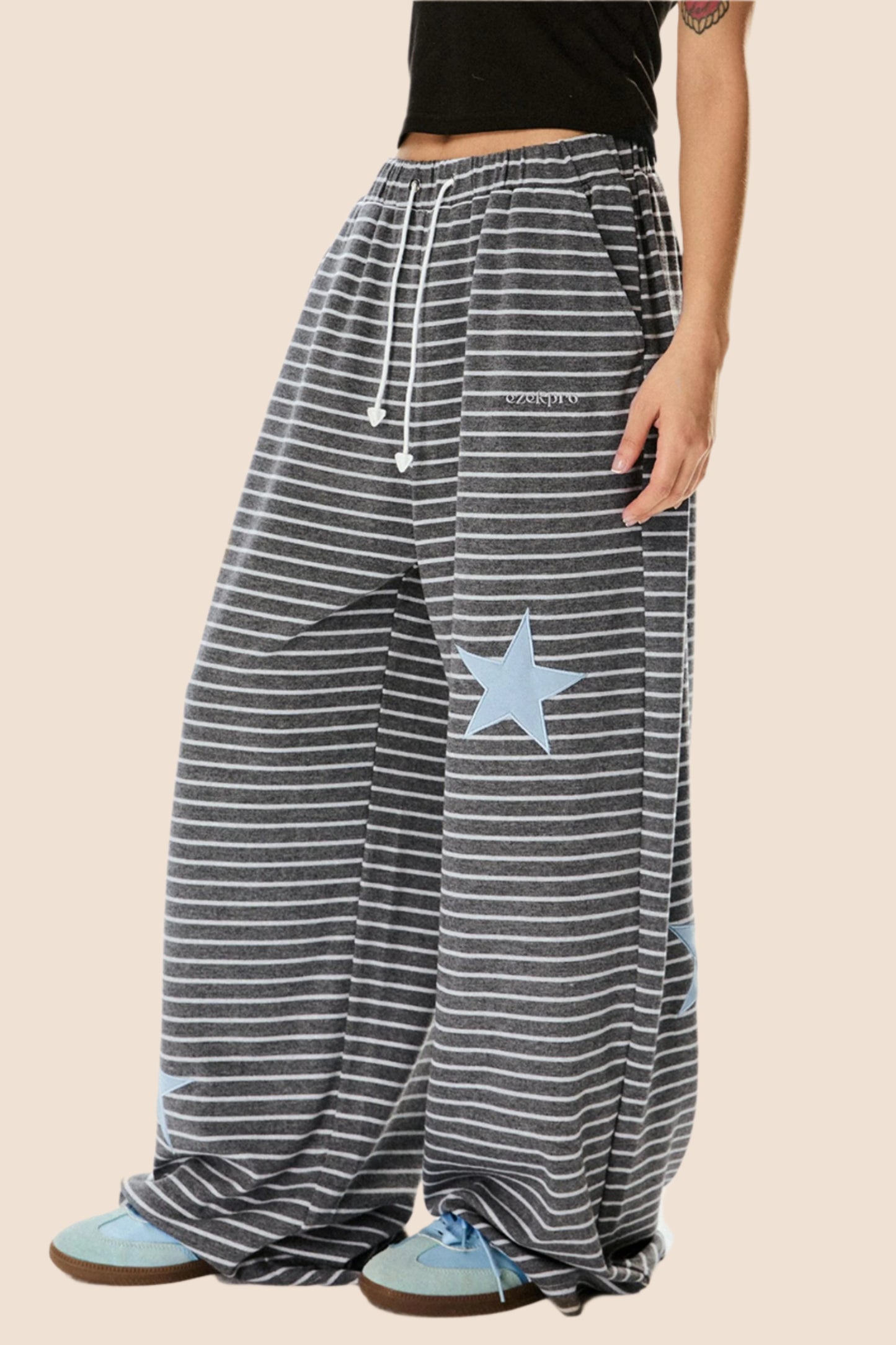 Loose Casual Striped Wide Leg Totem Pants