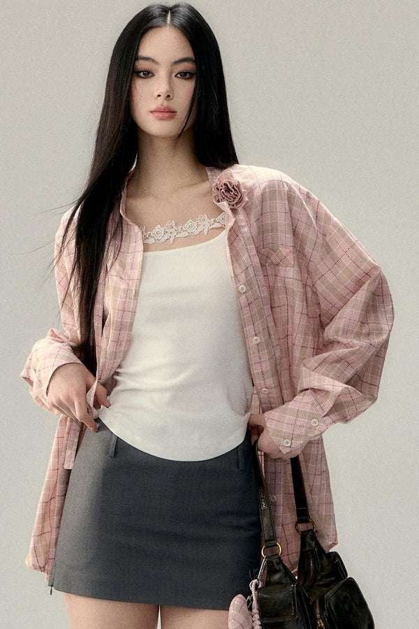 Trim lose karierte Hemd 